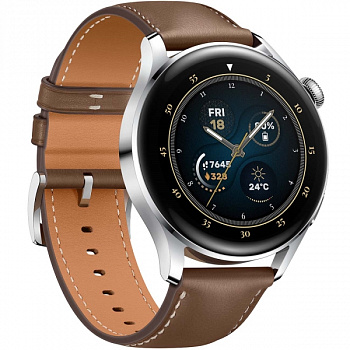 Смарт-часы Huawei Watch 3 Classic LTE 46 мм коричневый кожаный ремешок